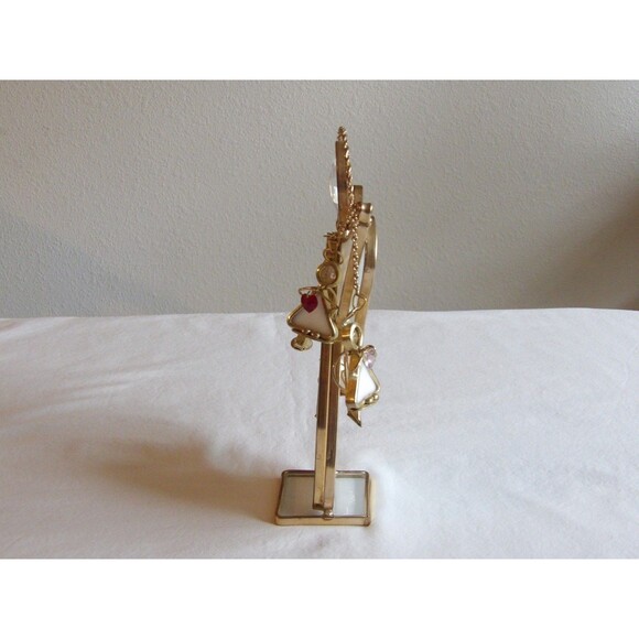 Vintage White Gold Stained Glass Suncatcher Angel Chain Hearts 8.75" READ - Picture 6 of 10